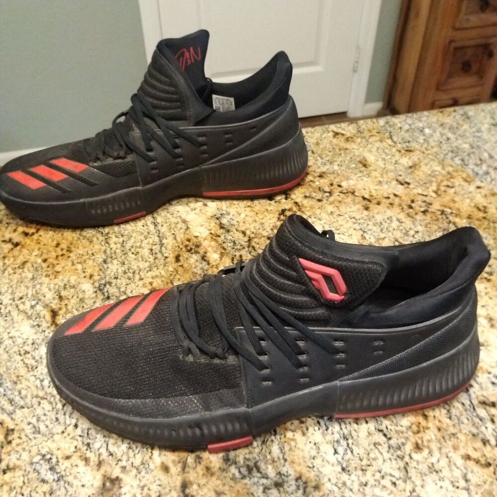 RARE adidas Dame 3 Black Scarlet NBA Basketball Sneaker Shoes CQ0270 Mens 13.5